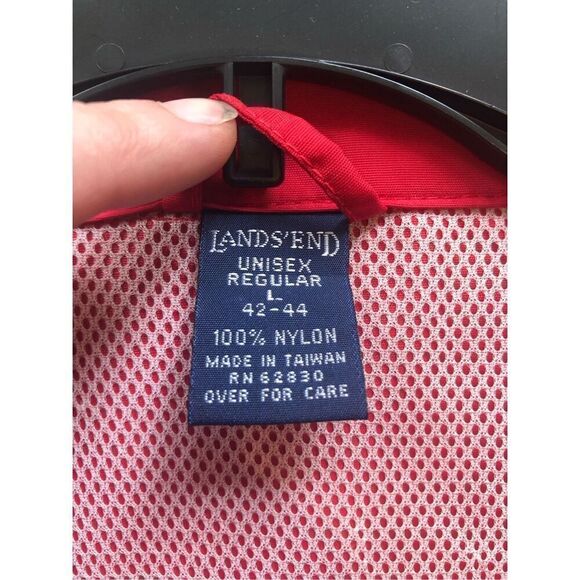 Lands End Unisex Red Zip Up Windbreaker Jacket Size L (42-44) - Picture 4 of 5